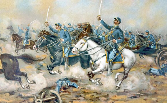 Union Cavalry charge at Gaines