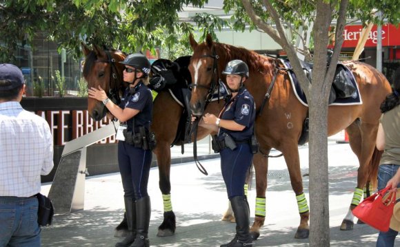 Mounted police officers and