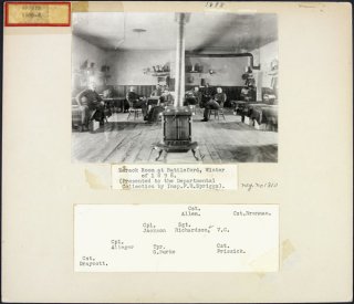 Photograph of barrack room at Battleford, Saskatchewan, winter of 1898