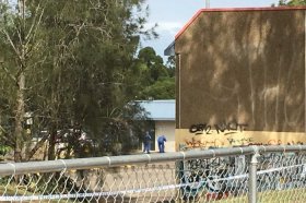 Police at the Mount Druitt crime scene