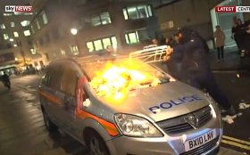 Police car attacked and set on fire during Million Man March in London