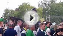 Police horses at work / in action at Celtic Park Glasgow